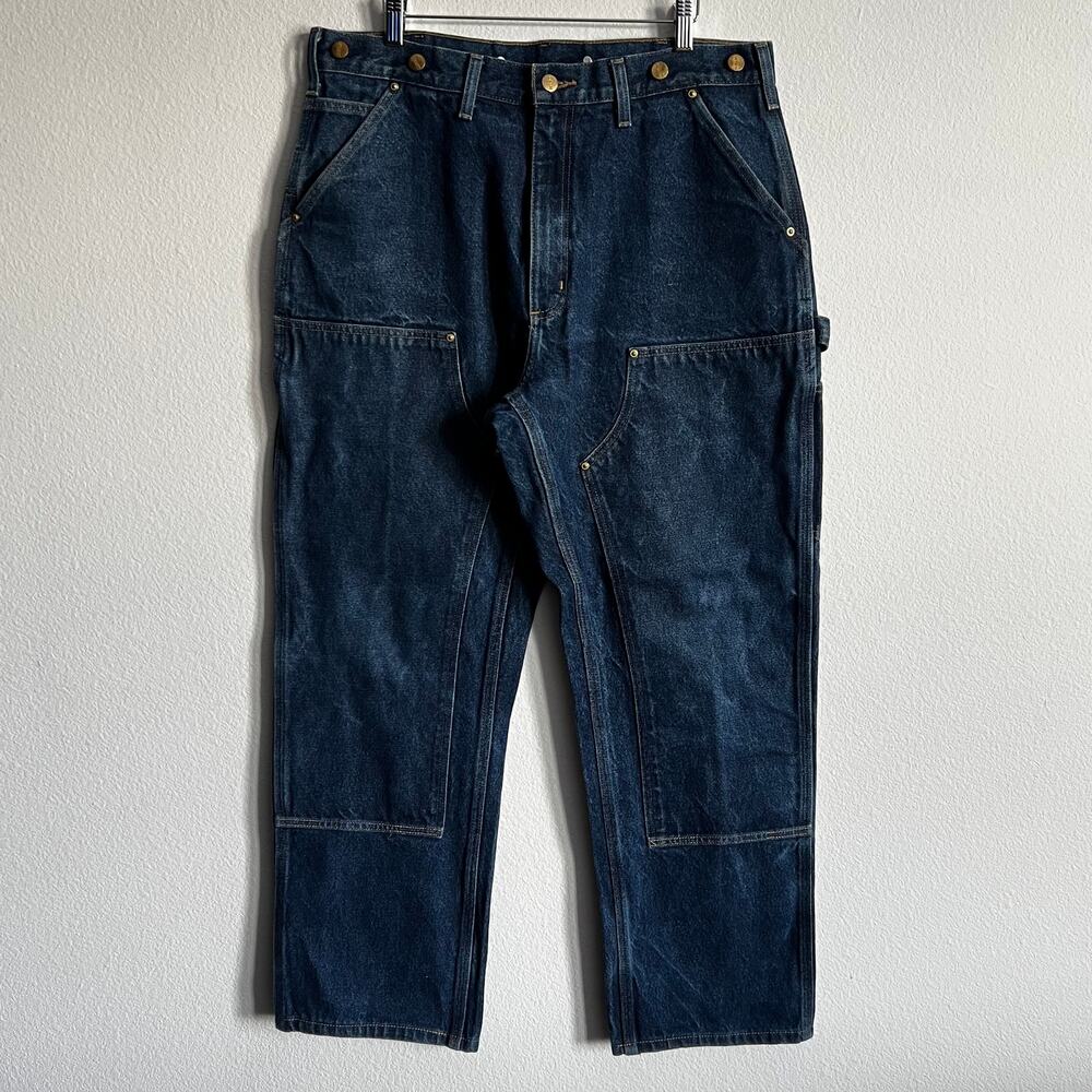 Carhartt B07 DNM blue denim double knee work wear carpenter pants